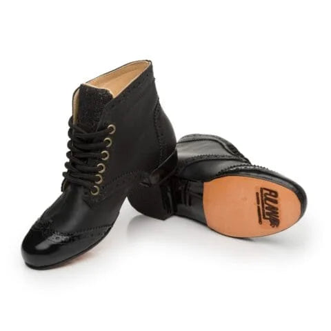 Boots-Black leather/patent leather/sequin