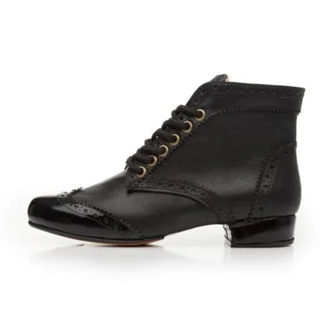 Boots-Black leather/patent leather/sequin