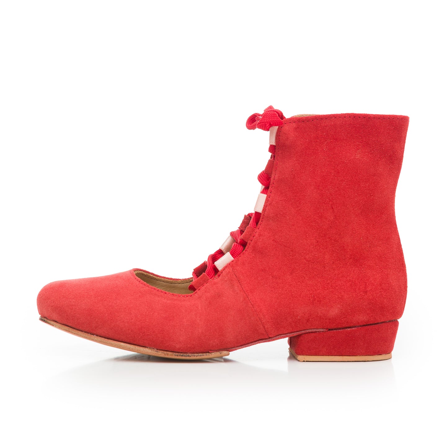 Ballerina Boots Red Suede