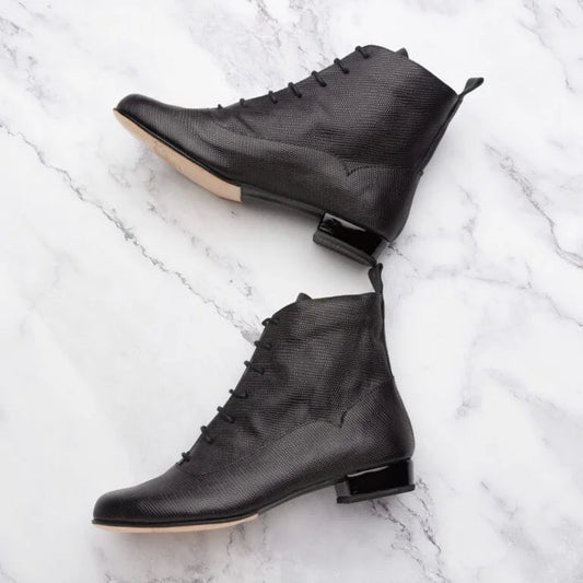 Boots-Classic Engraved black leather