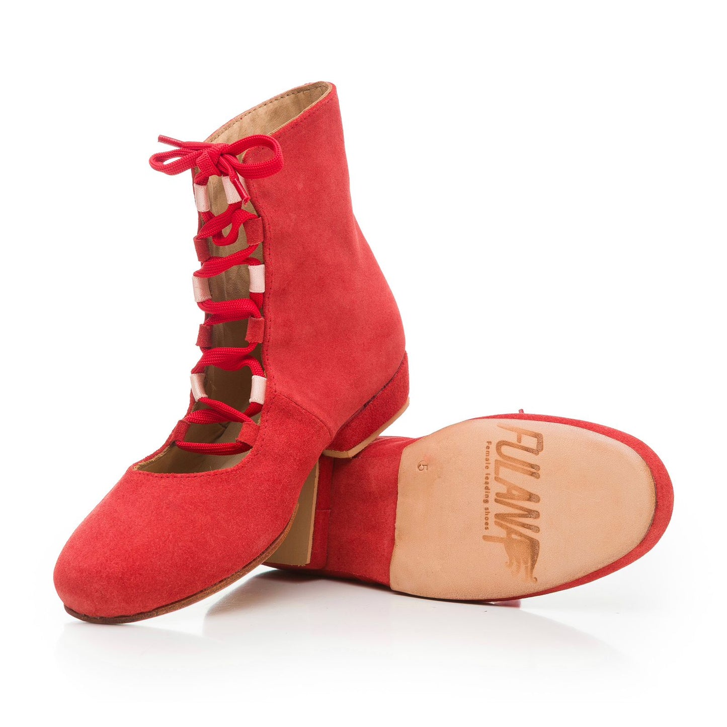 Ballerina Boots Red Suede