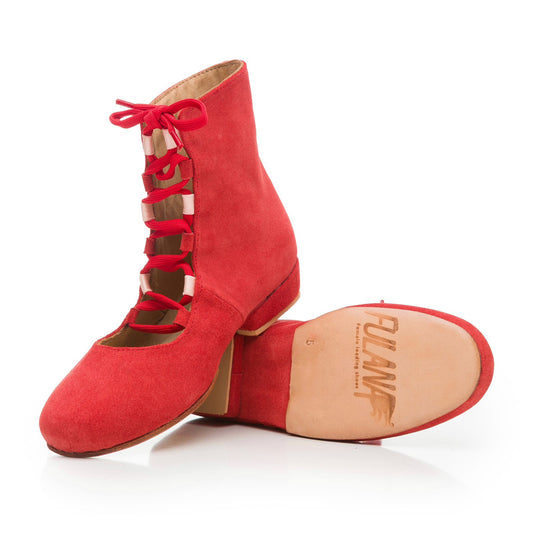 Ballerina Boots Red Suede