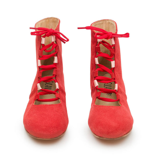 Ballerina Boots Red Suede